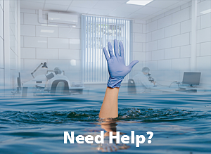 Hand asking for help in flooded lab