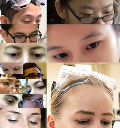 Collage of eyes without eye protection (PPE)